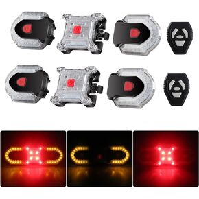 6Pcs Turn Signals Tail Light for Bicycles, USB Rechargeable Ebike Turn Signal Kit with Wireless Remote Control 5 Modes Waterproof Split/Integrated Bicycle Turn Signals Front and Rear