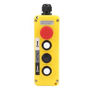 Hoist Crane Push Button Switch, 3 Keys Rainproof Crane Pendant Control Station UP Down Hoist Push Button Switch with M20 x 1.5 Water Proof Connector, Emergency Stop