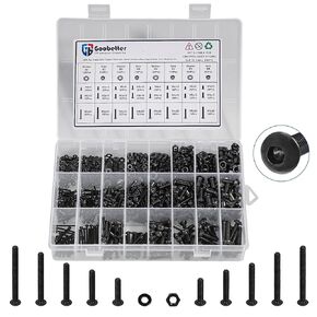 840 Pcs M3 M4 M5 Metric Screw Assortment, Hex Socket Button Head Cap Screws and Nuts Washers Assortment Kit, 304 Stainless Steel Metric Set Screws