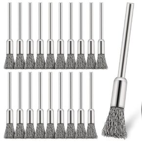 Steel Cleaning End Brushes Pen 20 Pcs, 1/5″ X 1/8″ Wire End Cleaning Brush Metal, Extended Small Wire Brush Rust Paint Removal Bits Polishing Rotary Tools Accessories