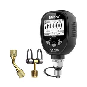Elitech Full-Range Micron Gauge, Wireless Digital Vacuum Gauge with Adaptor Pressure Tester Meter HVAC, Alarms via APP, Offline Recording, 1/4" SAE, VGW-760Pro