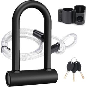 iScooter Heavy Duty U Lock with 4ft Cable and Mounting Bracket, Scooter Lock with 3 Keys for Electric Scooter, Bike, Motorcycle