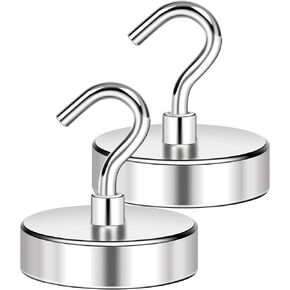 LOVIMAG 150LBS Magnetic Hooks, Strong Magnet Hooks for Hanging Heavy Duty, Neodymium Magnets with Hooks for Refrigerator, Cruise Cabins, Hanging, Grill, Kitchen, Locker - 2 Pack