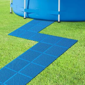 moonoom 16 Pcs Ground Pool Drainage Walkway, 10.3" x 10.3" Pool Floor Protector Mat, Non-Slip Plastic Modular Interlocking Cushion for Protecting Pools Lawn and Away from Litter