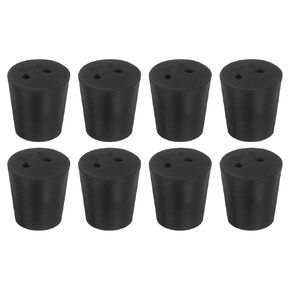 uxcell 8 Pcs 2-Hole Rubber Stopper, Tapered Lab Seal Tube Stopper Plug for Test Tube Flasks Glass Containers Industry and Laboratories, 24x18x25mm Black