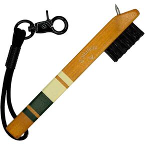 Callaway Golf Heritage Club Brush Green/Ivory - Vintage Inspired Wood Golf Brush with Groove Cleaner, Elastic Rope & Metal Clip, Non-damaging Nylon bristles, Fits on Any Golf Bag