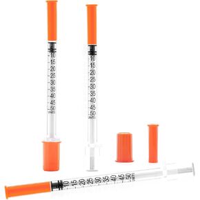 Syringe U-100 0.5cc with 31G 1/2 Inch (13mm) Measuring Dispensing for Liquid,Individually Sealed Packaging 100 Pack