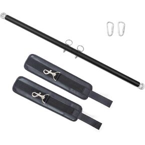 Black 2 Rings Exercise Expandable Workout Spreader Bar Glutes and Leg Fitness Gear, Home Indoor Gyms, Pilates Kit