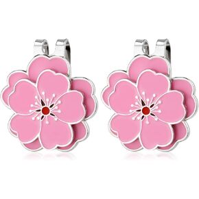 2pcs Magnetic Golf Hat Clip, Pink Flower Shape Magnetic Golf Ball Markers Golf Ball Marker Set Accessories for Men Women Golfer