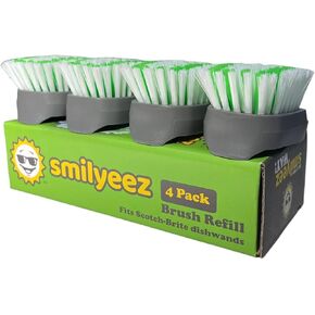 Smilyeez Replacement for Scotch Brite Brush, 4-Pack, Makes Your Dishwand Like New, Dishwand Brush Refills, Scotch Brite Brush Replacement, Easy to Install