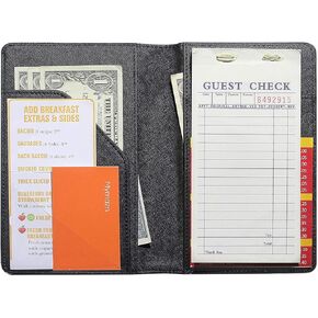 Mymazn Server Books for Waitress Serving Book Waiter Booklet Server Wallet Waitress Book Waitstaff Organizer with Money Pocket Fit Server Apron(Classic Black)