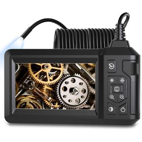 Industrial Endoscope Camera with Light, Inspection Borescope Camera with 4.3" IPS Screen, HD 1080P Endoscope, 16.4FT Semi-Rigid Cord Bore Scope, IP67 Waterproof Endoscope for Sewer Tools for Men