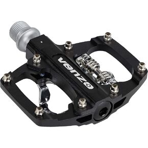 Venzo Multi-Use Compatible with Shimano SPD Mountain Bike Bicycle Sealed Clipless Pedals - Dual Platform Multi-Purpose - Great for Touring, Road, Trekking Bikes - Size: 85 x 80 mm = 3.3 x 3.1 inch