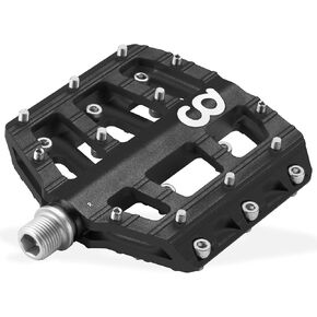 CyclingDeal Flat Mountain BMX/MTB Aluminum Bike Sealed Bearing Pedals - Large Bicycle Platform Pedals 9/16" with Anti-Skid Nail