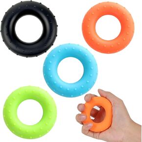 4pcs Hand Strengthener Grip Ring Grip Trainer with 4 Weight Intensities Silicone Squeeze Muscle Exercise Tool Arthritis Finger Physical Therapy
