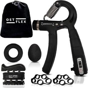 GETFLX Hand Grip Exerciser Strengthener Kit - 6 Pack, Grip Strength Trainer, Wrist And Forearm Strength Trainer And Adjustable Spring Resistance Ranging From 11 To 132 Lbs(5 To 60kg)