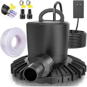 SZMP 2024 Upgraded Swimming Pool Cover Pump Automatic On Off with 2 Hose Adapters, Submersible Sump Pump with 49.2ft Power Cord & 23ft Drainage Hose, 3000L/H Max Flow Water Removal for Pool, Basement