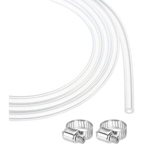 MECCANIXITY 50ft Clear Silicone Rubber Tubing 1/8" ID 1/4" OD Plastic Tube Flexible Air Hose for Brewing, Wine Making, Pump Siphon, 3mm x 6mm, with 2pcs Clamps