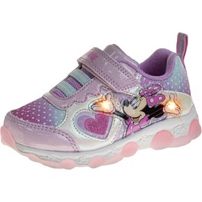 Josmo Girls Minnie Mouse Lighted Sneaker (Little Kid), Pink Heart, 12