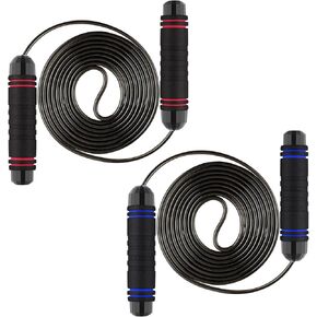 2 Pack Jump Rope with Ball Bearings Skipping Rope Rapid Speed Cable Tangle-Free Adjustable Length Jumping Ropes with Memory Foam Ideal for Men Women Kids Fitness Training Boxing Exercise
