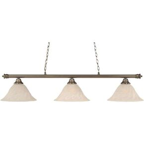 Toltec Lighting 373-BN-5731 Oxford 3 Light Bar with 14" White Alabaster Swirl Glass, Brushed Nickel Finish
