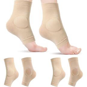 2 Pairs Ankle Protector Gel Sleeve, Malleolar Padded Skate Socks with Silicone Pads for Figure Skating, Roller, Hockey, Boots, Brace, Splints, Shoes, Ankle Support Cushion, Ankle