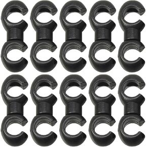 10PCS 19.4mm Length Bicycle Black Cable Clip Bicycle Swivelling S Shaped Plastic Hook Clip Hose Guide for Brake Cable and Chainstay Cross Hook