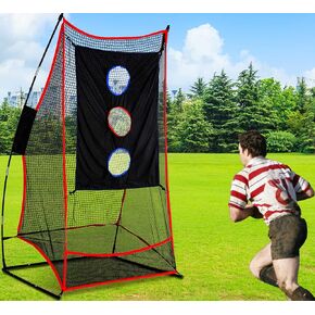 Football Kicking Accuracy Throwing Catching Nets for Quarterbacks Football Practice Kick Nets for Throwing Kids Adults Portable Outdoor Football Soccer Kicking Training Quarter Target Goal Net