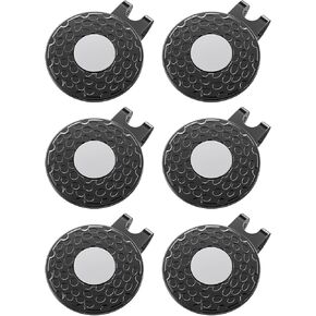 GreenHaven 6 Pack Golf Hat Clips Magnetic Golf Ball Marker Holders for Golf Hats Caps Pants Gloves Bags Visors Belts Patterned Alloy Clips for Metal Golf Ball Markers (Ball Marker Not Included), Black