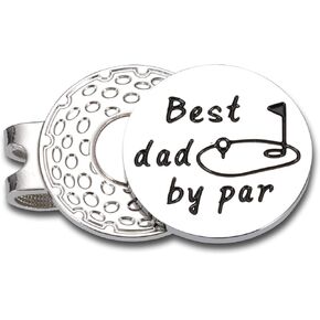 GGOJAGST Best Dad by Par Gifts from Daughter Golf Ball Markers with Hat Clips Value Sets for Men Women Golfer Removable Attaches Easily to Golf Cap Premium Gifts Silver for Dad from Kids