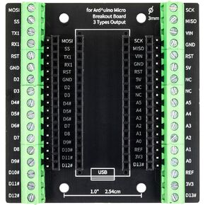 لوحة القطع الطرفية لـ Arduino Micro، 34 Pin GIPO 1 إلى 3 لوحة توسيع