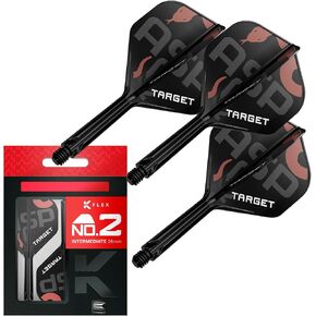 TARGET Darts Nathan Aspinall K Flex Flights and Shaft System, No.2 | Pack of 3 Kflex All in One Flights, Player Edition Darts Accessories | K-Flex Dart Stem Short/Intermediate/Medium