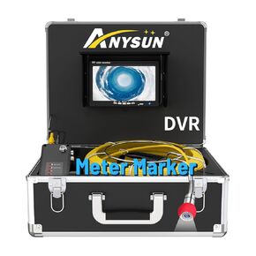 Sewer Camera with Meter Marker, Anysun Sewer Inspection Camera 100ft with 7'' Monitor and DVR with 16GB Card, Plumbing Pipe Camera with 12 Lights, Drain Sewer Camera for Plumber, Homeowner…