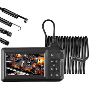 Industrial Endoscope Camera - Handheld Snake Camera with 16.4ft/5m Flexible Cable, 1080P HD IP67 Waterproof 8mm Probe Camera, 4.3" IPS Screen, 8 LED Lights for Home Wall Pipe Automotive