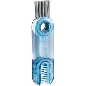Three Pieces 3-in-1 Multi-Purpose Cup Brush in Three Color Fully ROTATABLE Cup Cleaning Brush Cleaning Cups with A Crevice Brush (Blue)