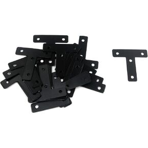 T Mending Plate Mcredy Straight Bracket 60x60mm/2.36x2.36 (LxW) Metal Straight Mending Plate for Repairing Wooden Furniture Black with Screws Set of 20