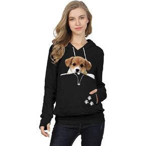 Jomago Womens Pet Carrier Sweater Cat Dog Pouch Hoodies Animal Holder Long Sleeve Hood Sweatshirt