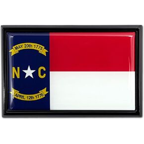Elektroplate Premium North Carolina NC State Flag All Metal Black Frame Chrome Emblem for Cars, Trucks, and All Auto | Universal Fit at 2.5" x 3.8" | Weatherproof