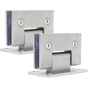 Glass Door Hinge 2Pcs Strong Duty Shower Door Hinges, 90 Degree Glass Door Hinges Opening Closing Stainless Steel Door Hinges for Bathroom Cabinet Showcase Door Hinge Replacement