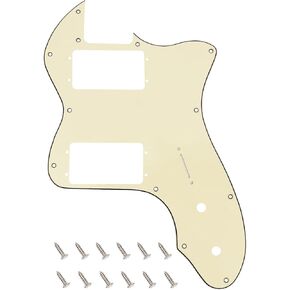 Banworks 3 Ply Tele HH Pickguard 12 Holes Wide Range Pickup Slot Cover Telecaster Pickguard Scratch Plate for USA/Mexican Fender Vintage 72 Tele Thinline Style Electric Guitar JT-HB-07 Cream