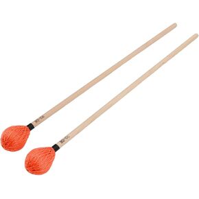 1 Pair Medium Hard Yarn Head Marimba Mallets with Maple Handles Percussion Vibrophone Mallets Yarn Drum Sticks MQ‑06(Orange)