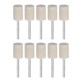 HARFINGTON 10pcs Wool Felt Mounted Mandrel Points 12mm Head 1/8 Inch Shank Cylinder Polishing Bits Burrs Felt Polishing Buffing Wheel for Rotary Tool