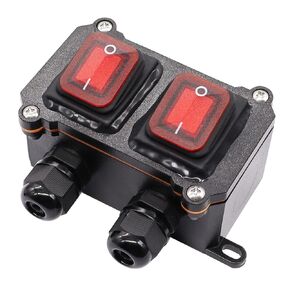 IP67 Waterproof Inline Cord Switch 12V DC 20A 4Pin 2 Position DPST On Off Outdoor Toggle Switch with 2PCS Red Light Rocker Button,One-Side Entry & Exit Line