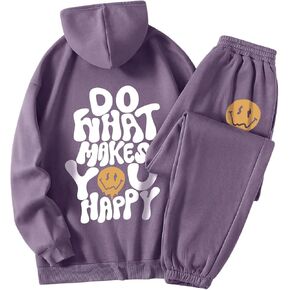 SHENHE Women's Tracksuit 2 Piece Sweat Set Graphic Hoodie Sweatshirt and Jogger Sweatpants Set