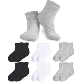 Kids Athletic Socks Cushioned Ankle Socks 6 Pack Breathable Mesh Cotton Sports Socks for Youth Boys Girls