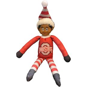 FOCO Ebony NCAA Ohio State University Buckeyes Bench Buddy Shelf Elf - Limited Edition NCAA Team Christmas Elf - Plush Toy Travel Companion, Home or Tailgate