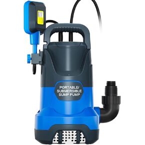 Automatic Sump Pump Submersible 1 HP Clean/Dirty Water Pump, 4500 GPH Portable Utility Pump with Float for Pool Draining Garden Basement Pond Yard