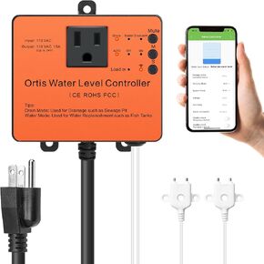 WiFi Sump Pump Controller and Alarm, Check Water Level Status, Timely Alerts for Pump Failures & Overload, Keep Your Basement Dry, Perfect for Sewage Pits, Submersible, Utility, Water Well Pumps