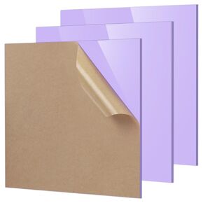 Adrattnay Purple Acrylic Sheets 1/8 Thick, 3Pcs 8 x 8in Cast Acrylic Sheets 3mm for Laser Cutting, Opaque Acrylic Sheets Acrylic Panel with Protective Paper for Laser Engraving Material DIY Crafts