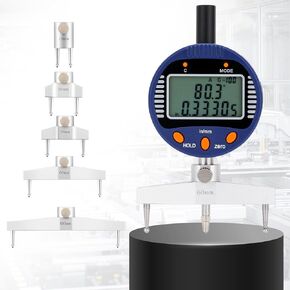 CGOLDENWALL High accuracy digital radius gauge Electronic Inside and Outside Radius Gage with 10mm /20mm /30mm /60mm/100mm changeable measuring jaw Blue 0.2" - 27.5"/5 mm - 700 mm